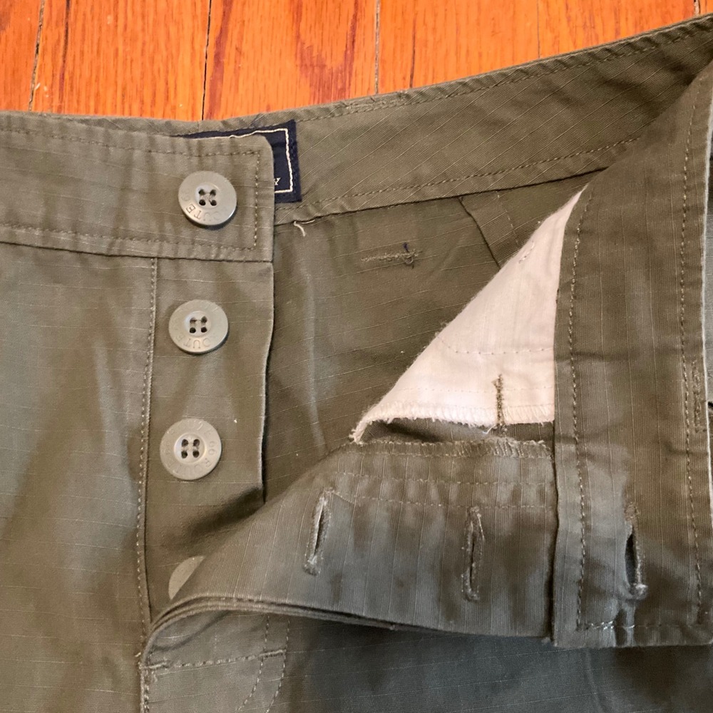 Vtg Route 66 Womens Size 6 Cargo Shorts Olive Green Button Fly Cargo Y2K - Picture 2 of 7